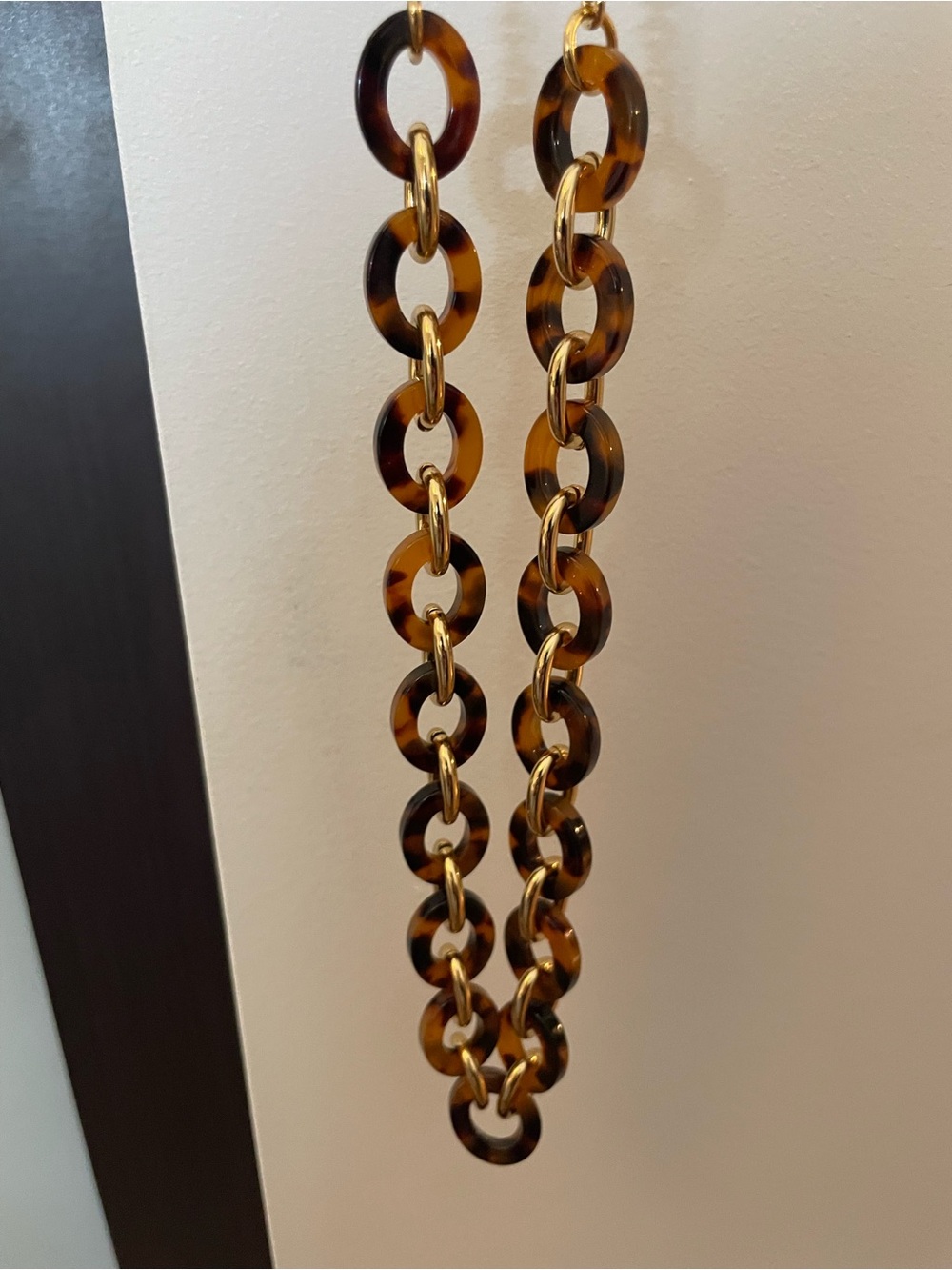 Talbots Faux Tortoiseshell Link Necklace with Gold Chain